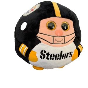 TY Beanie Ballz Pittsburgh Steelers NFL Football Plushy ~12” wide ~10” tall